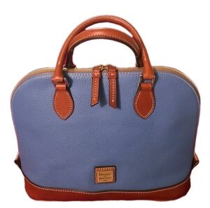Dooney and Bourke Light Jean Blue Pebble Grain Leather Zip Zip Dome Satchel EUC
